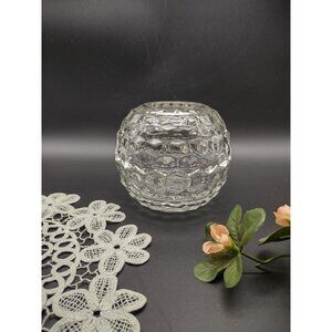 Vintage 1960s Homco Glass Cubist Geometric Fairy Lamp/Tea Light Candle Holder